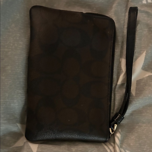 Coach Black and Brown Leather Wristlet - Picture 2 of 4